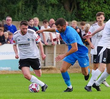 Jack Baxter in action for Bamber Bridge against Preston North End, July 2024
