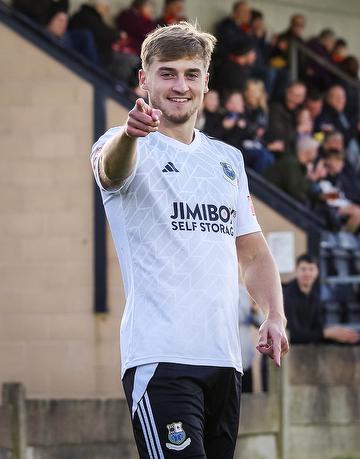 Lucas Weaver celebrates a goal for Bamber Bridge