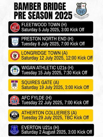 Pre-season fixture list