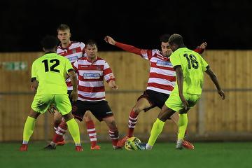 Action from Kingstonian's win over Potters Bar Town - photo by Simon Roe