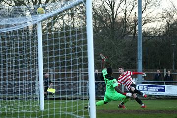Ben Dempsey shoots against Merstham 01-01-2019